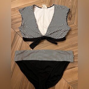 Bleu Rod Beattie Black and White Striped bikini